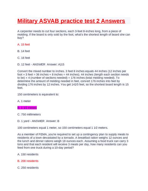 Army Asvab Test Practice