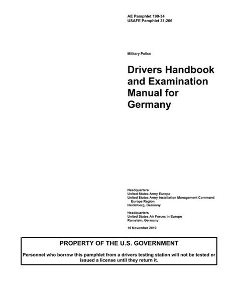 army european drivers training manual