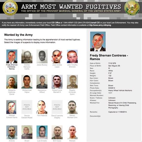 army most wanted fugitives