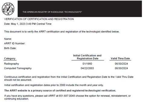 arrt verify credentials status