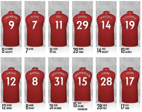 arsenal football club number