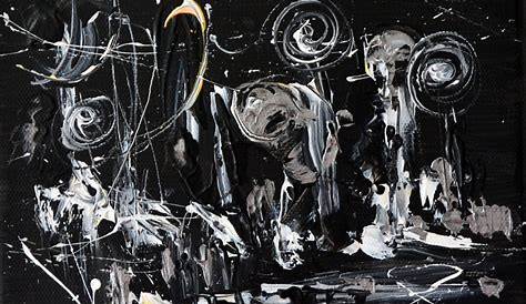 NIRME Peinture abstraite noir et blanc Peinture par