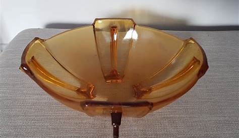 1930 S Vintage Art Deco Amber Glass Bowl By Oarleyandco On Etsy Centros De Mesa