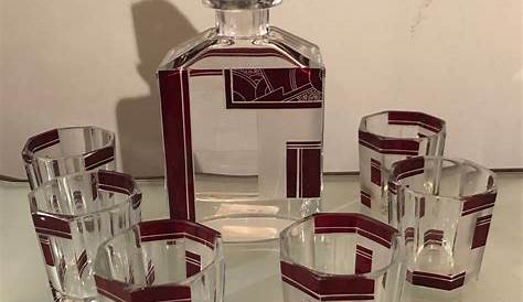 Art Deco Whiskey Glasses Set Of 2 In Elegant Gift Box Lead Free