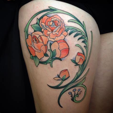 Expert Art Nouveau Flower Tattoo Designs References