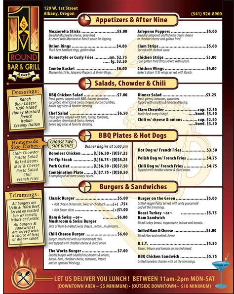 art's bar and grill menu