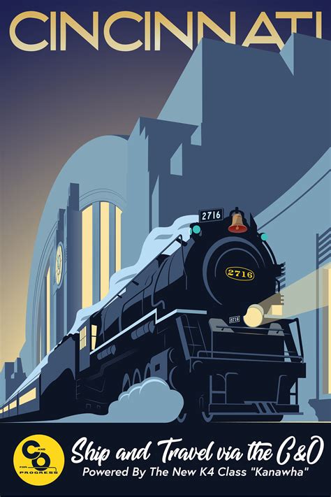 art deco poster train