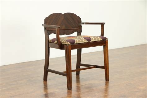 Art Deco Vanity Chair with Low Back Design in Ebonized Walnut at 1stdibs