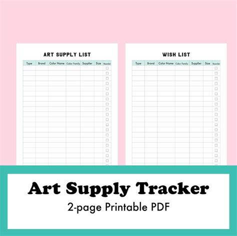 Art Supply Inventory List