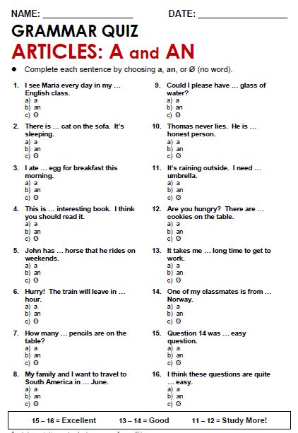 article questions for class 6 with answers