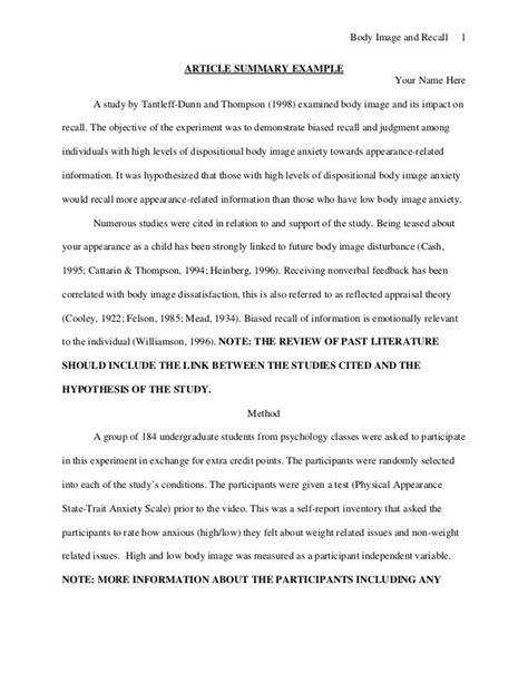 article summary apa format example