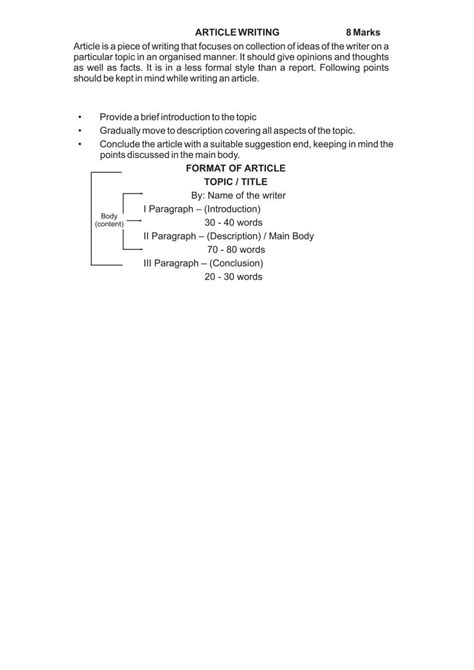 article writing format class 9 pdf