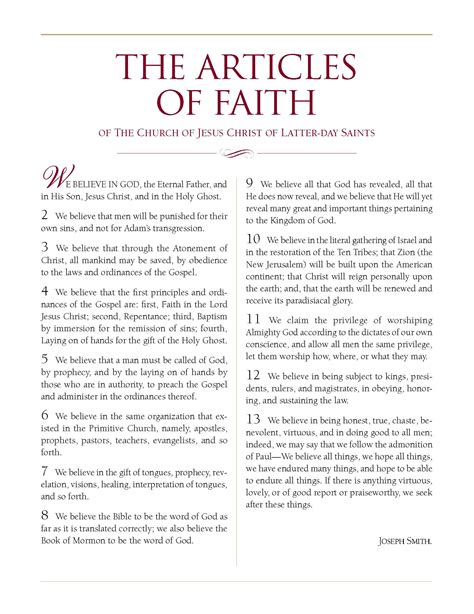 The Articles of Faith Poster Black Organic Style Printable