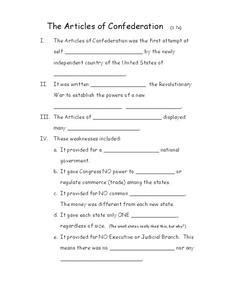 articles of confederation worksheet 5th grade