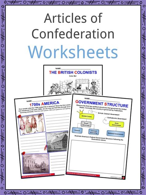 articles of confederation worksheet for kids