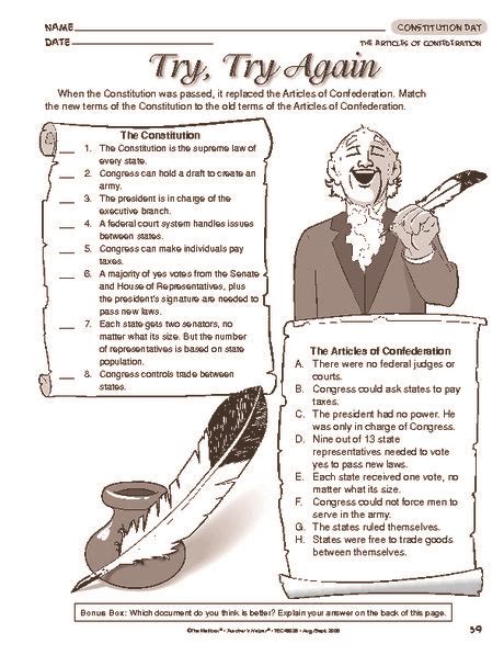 articles of confederation worksheet high school