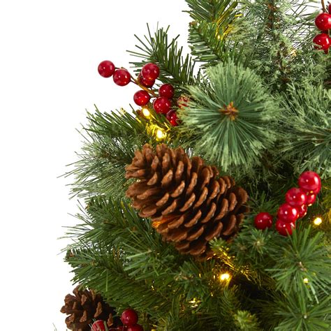 Artificial Christmas Tree With Lights And Pine Cones