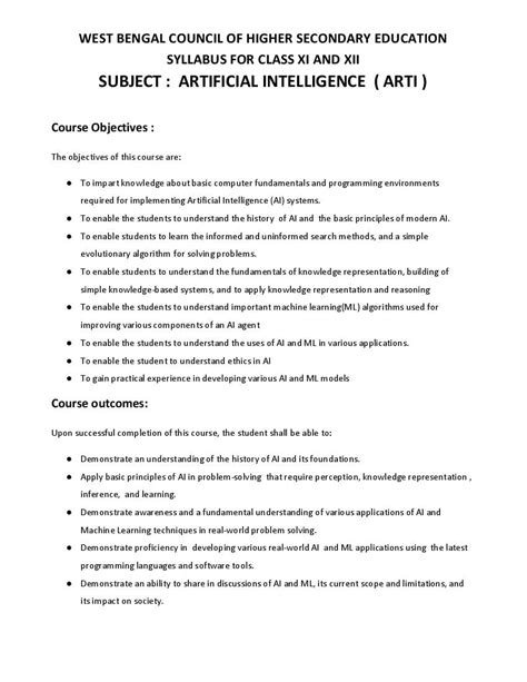 artificial intelligence class 11 syllabus 2024 25
