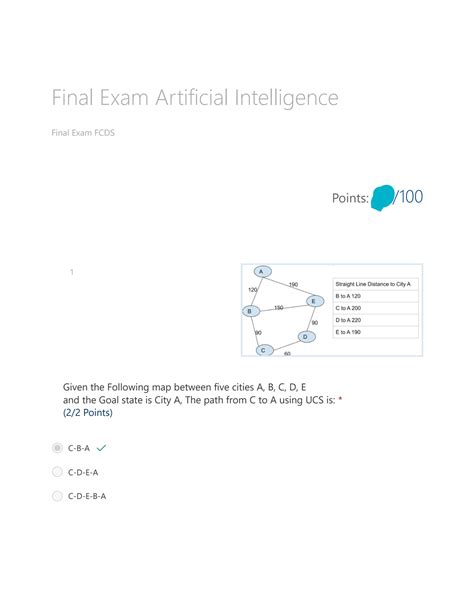 Artificial Intelligence Final Exam Questions And Answers