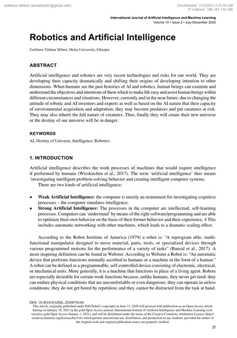 Artificial intelligence, robotics and automation international