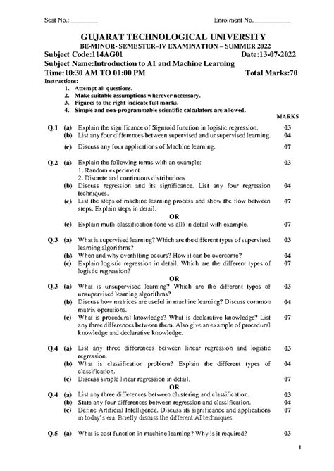 Artificial Intelligence Gtu Paper