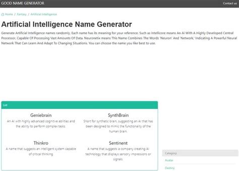 Artificial Intelligence Name Generator