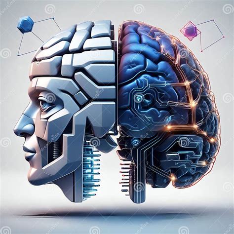 Premium Vector Artificial intelligence vs human brain concept poster.