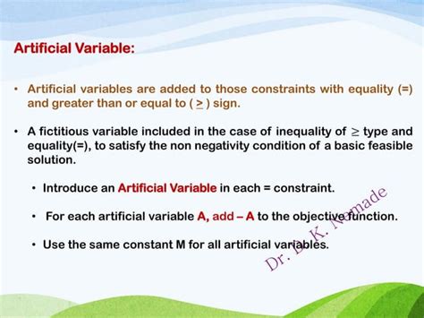 Artificial Variable Examples