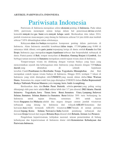 artikel tentang pariwisata di indonesia