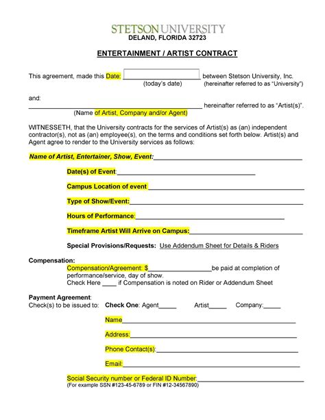 50 Artist Management Contract Templates (MS Word) ᐅ TemplateLab
