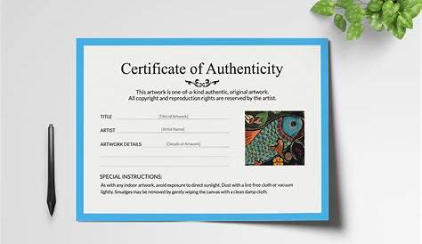 Artwork Certificate Of Authenticity Template