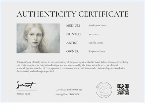 Artwork Certificate Examples