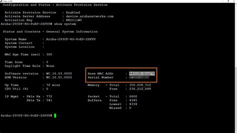aruba switch show commands