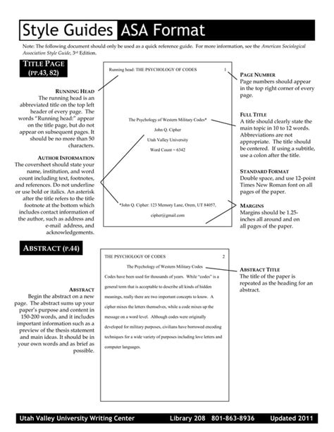 asa formatting example