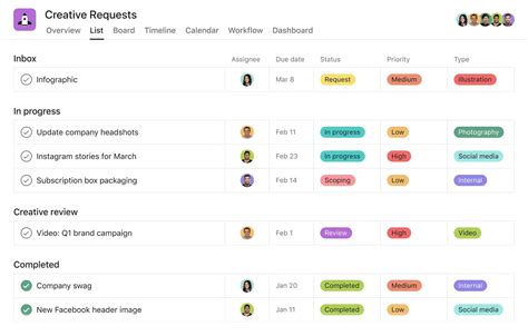 Asana Creative Request Template