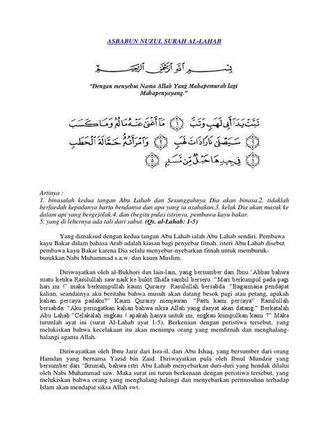 asbabun nuzul surah al lahab