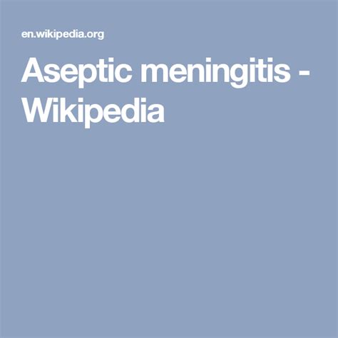 aseptic meningitis wikipedia