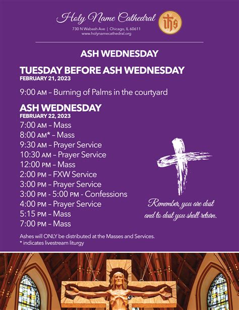ash wednesday schedule holy family church