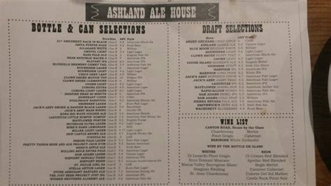 ashland ale house menu