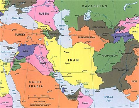 Map of Middle East (Asia) (General Map / Region of the World) Welt