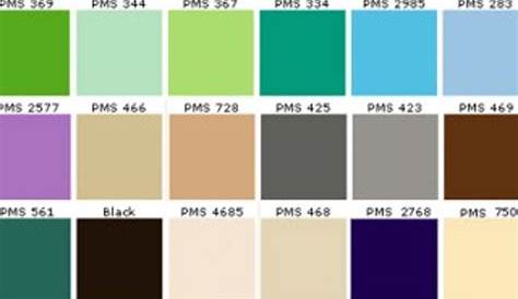 the color chart for different colors of paint