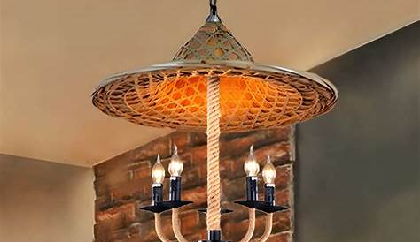 Rattan Oblate Hanging Chandelier Chinese Style 3-Light Ceiling Pendant