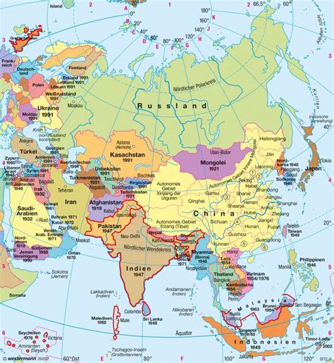 Asien Karta över Region Politiska