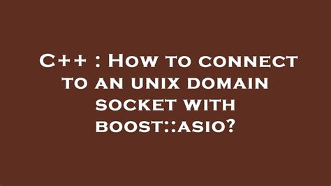 Asio Unix Domain Socket Example