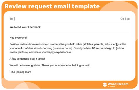 asking for a review email template