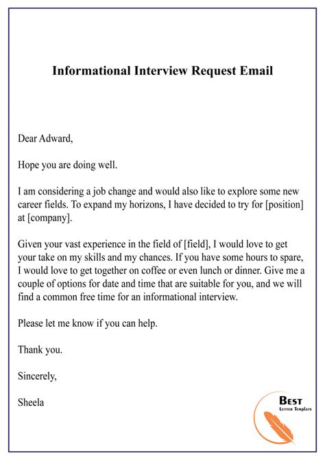 asking for interview email sample