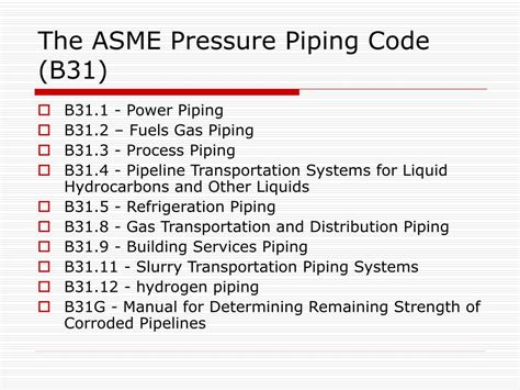 asme b31 codes and standards