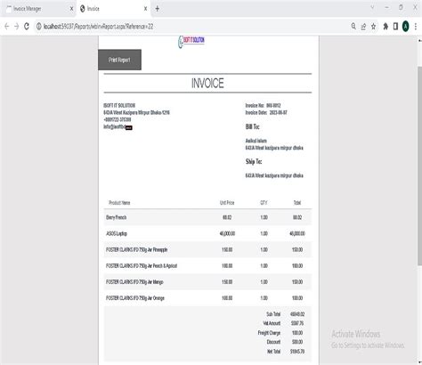 asp net mvc invoice source code