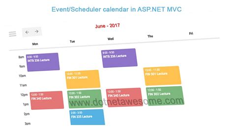 Asp.net Core Event Calendar