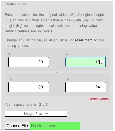 aspect ratio calculator art